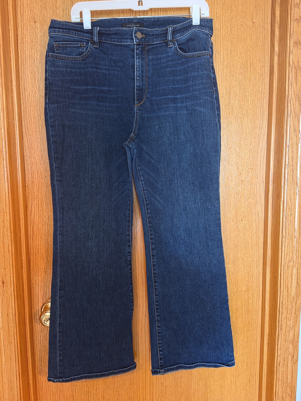 Ann Taylor Dark High Rise Blue Flare Jeans